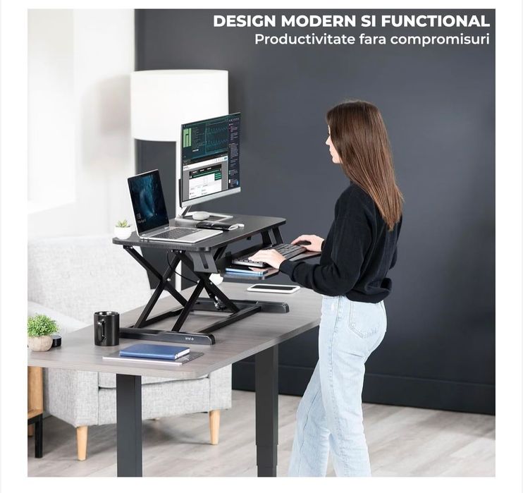 Регулируема стойка за бюро, маса за лаптопи и монитори - сгъваема