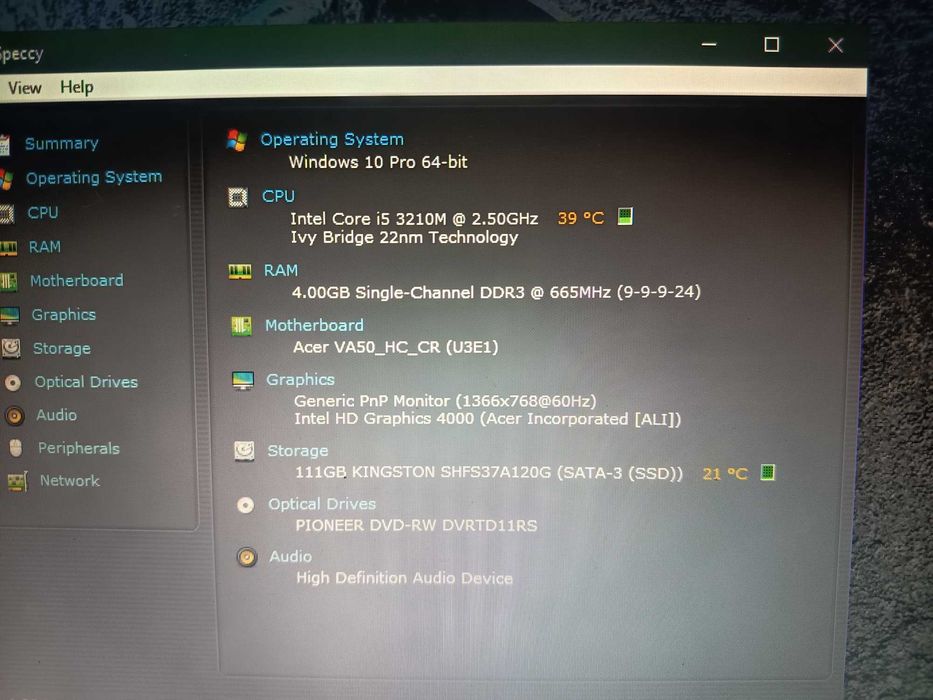 Laptop Acer V3 571, Core i5 3210m, ssd 120gb, ram 4gb,  baterie buna in jur de 2 ore