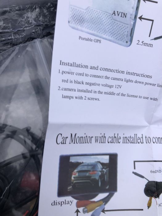 Задна камера с рамка за номер и Монитор с всички кабели само за 120 лв