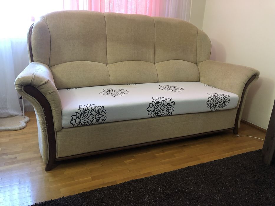 Vand Set canapea extensibila 3 locuri si 2 fotolii  stofa