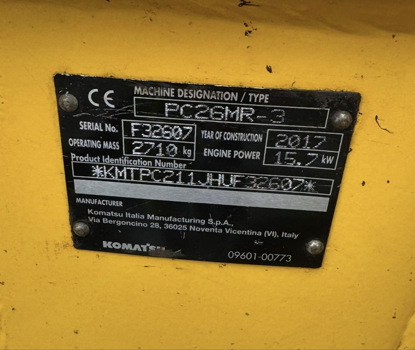 Excavator komatsu PC26MR-3 an 2017 ore 1900