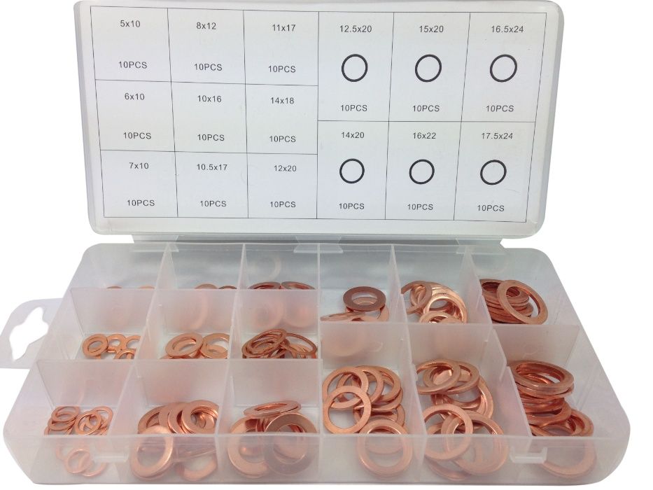 Комплект Медни Уплътнителни Пръстени Дифтунги Шайби 150 броя