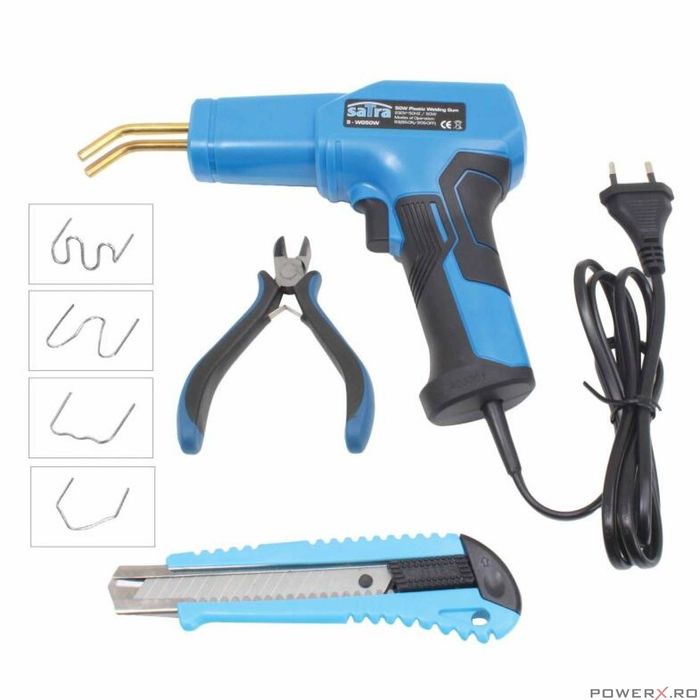 Pistol pentru lipit cu accesorii, 50 W, letcon, Satra