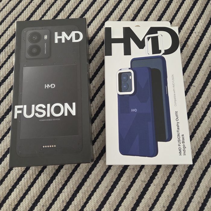 Smartfone HMD Fusion 5G, Dual SIM, 128GB, 6GB RAM, Noir si husa de protectie HMD Flashy Outfit Case pentru HMD Fusion, Indigo