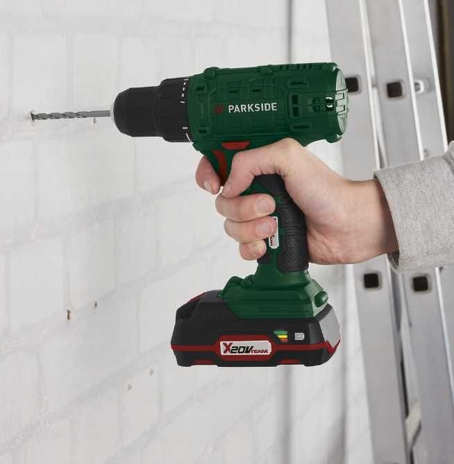 Parkside Акумулаторен пробивен винтоверт 20V с батерия и зарядно