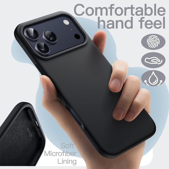 Матов силиконов кейс за apple iphone 17 pro - черен