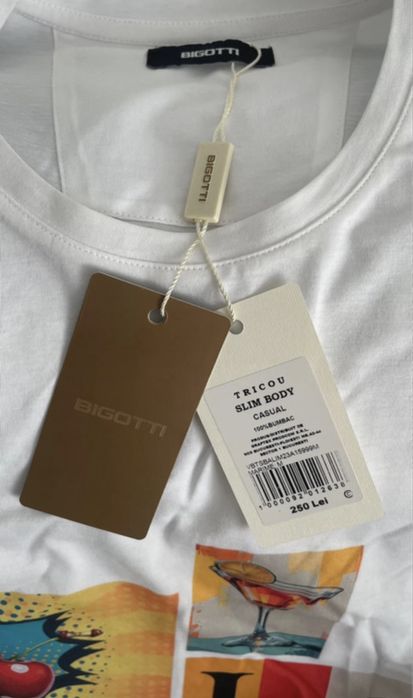 Tricou Bigotti NOU, cu eticheta, slim-body Mărime M