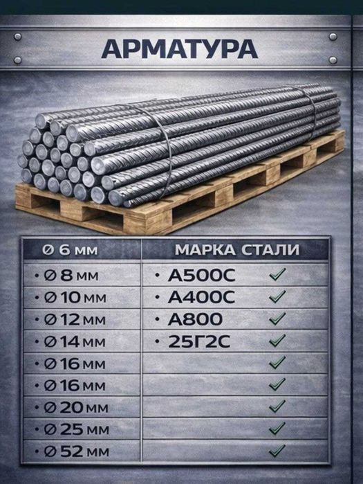 Арматура сертификатланган тугридан-тугри метал базадан юкланади
