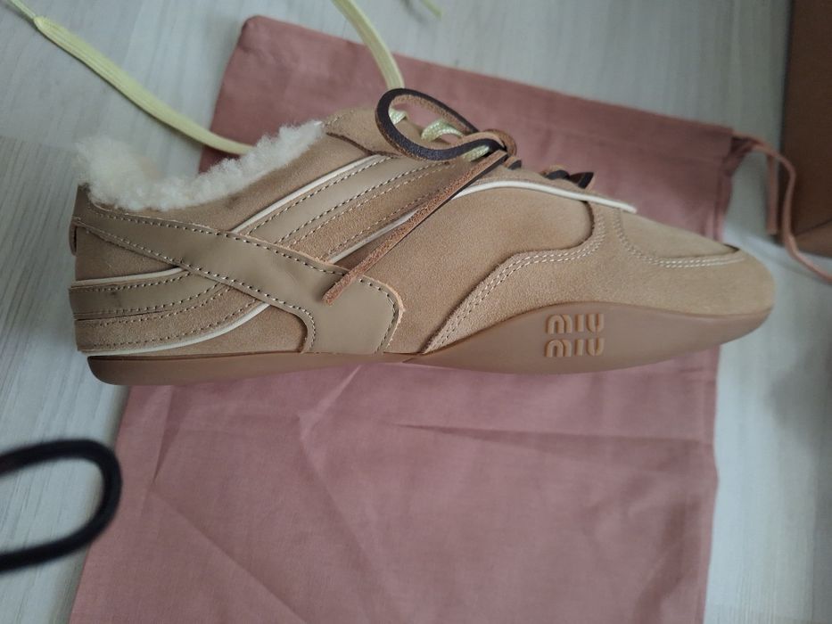 Miu Miu Gymnasium suede/ shearling sneakers