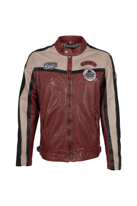 Geaca de Piele Barbati Mauritius Rosu Inchis GMNigel