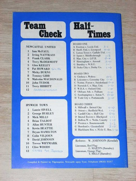 Нюкасъл Юнайтед оригинални футболни програми 1974 Ипсуич Лестър Стоук