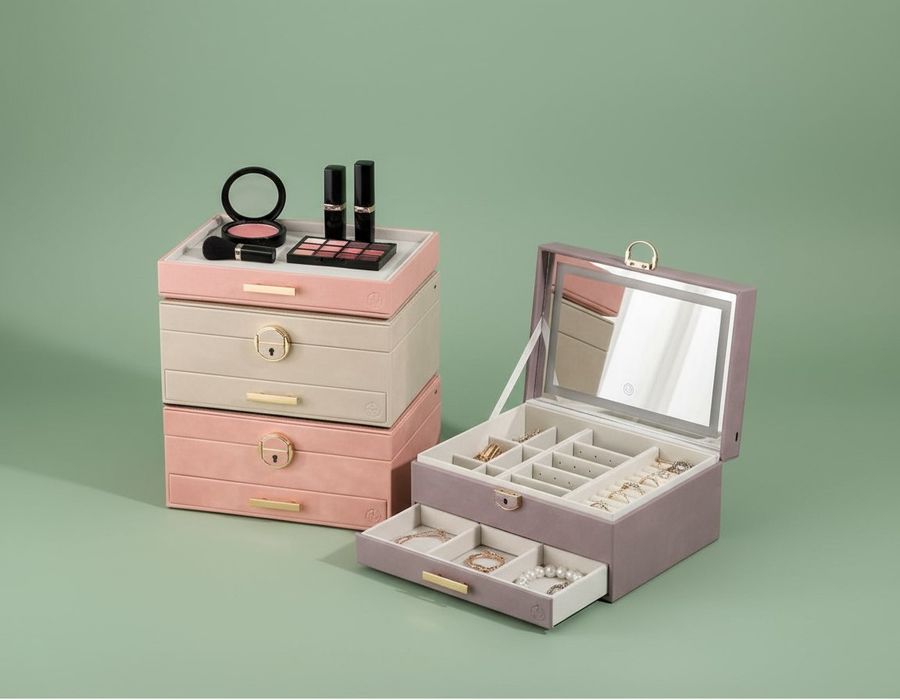 Шкатулка органайзер с Led подсветкой зеркалом