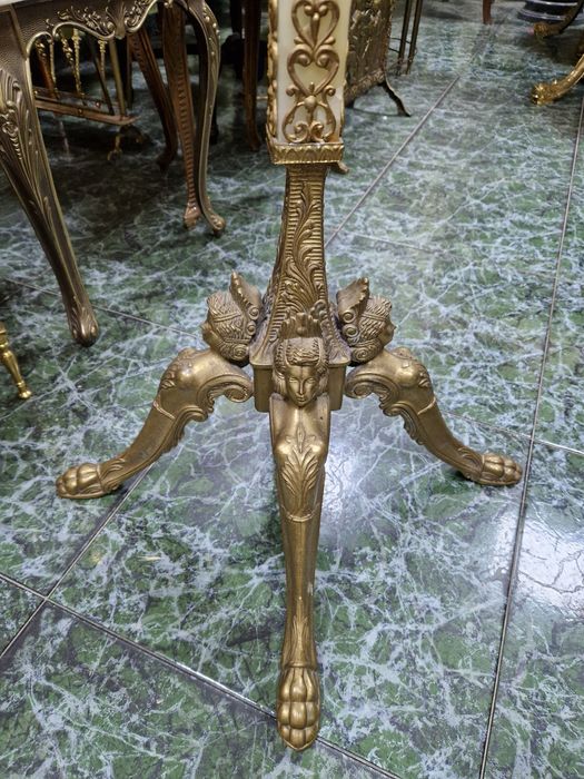 Уникална антикварна френска подова закачалка бронз и оникс