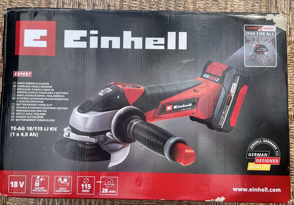Акумулаторен ъглошлайф Einhell TE-AG 18/115 Li 4.0Ah
