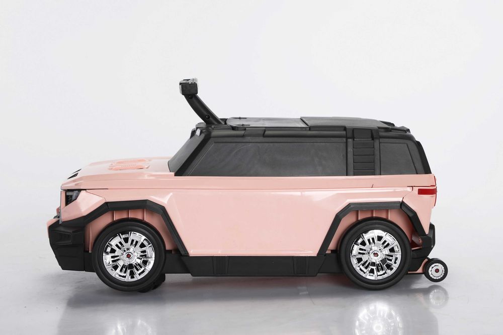 Valiza tip masinuta, Kinderauto SPEED, multifunctionala 2 in 1 #pink