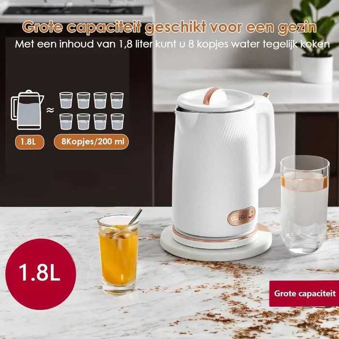 OLEGA Електрическа кана за вряща вода, 1500W 1,8L