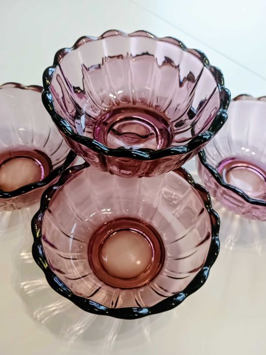 Ретро купички Cranberry Glass - червена боровинка 5 бр