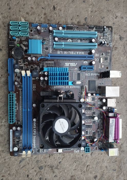 Ishlaydigan ASUS AM3 plata, video karta, RAM va qo‘shimcha PCI kartala