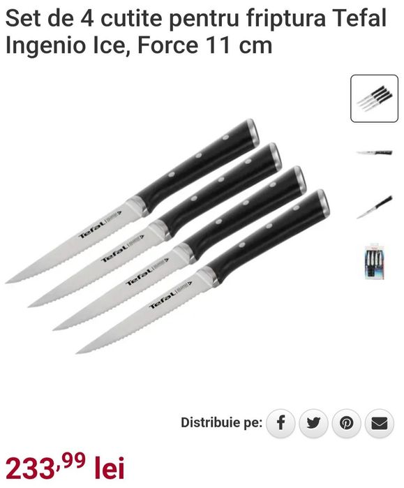 Set 4 cuțite Tefal