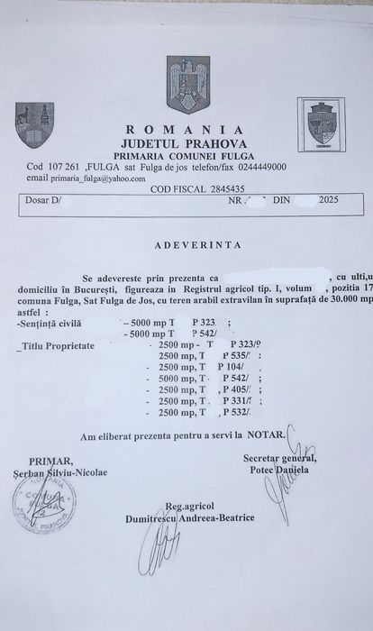 2,9Euro mp Teren - Arabil - Extravilan Fulga