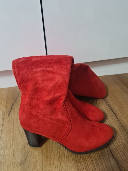 Червени дамски ботуши велур Мегияс 38