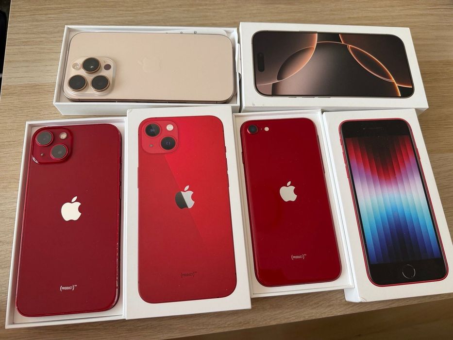iPhone SE 2022 (3rd gen) Product Red, 16 pro 512 desert titanium, 13 product red 256
