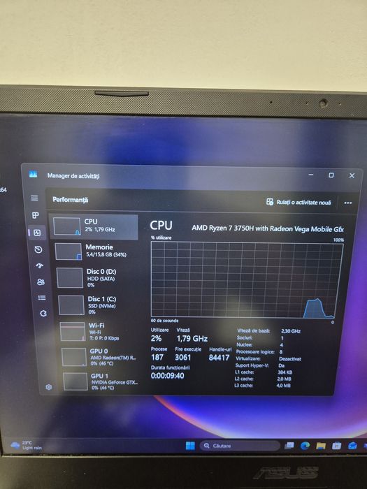 Laptop Asus TUF Gaming Ryzen 7 3750H, GTX 1660TI 6Gb , RAM 16Gb