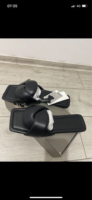 NOU H&M PREMIUM Papuci din piele naturala masura 40, noi cu eticheta