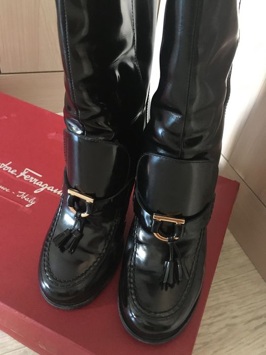 Сапоги Salvodore Ferragamo, лощенная кожа