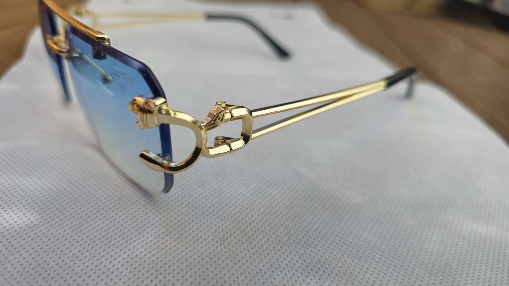 Ochelari de soare Cartier Rimless 8809 lentila albastra