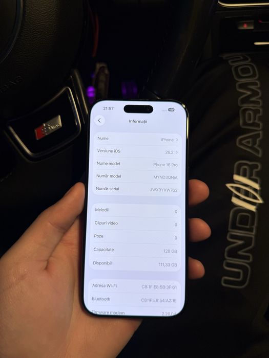 Vand iPhone 16 PRO black 96% bateria