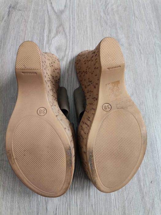 vand papuci cu talpa inalta, piele naturala - Denis- marimea 38