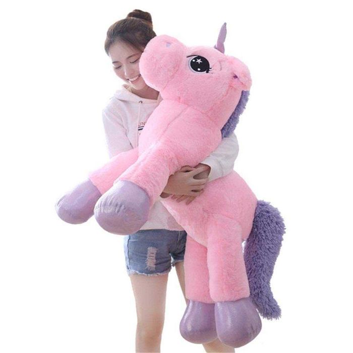 Голяма плюшена играчка Еднорог, Голям плюшен Еднорог Розов / Бял