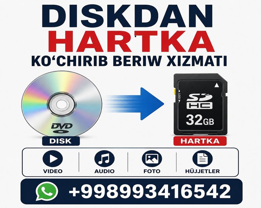 Eski  video kasetadan  Diskga fleshka hardga kochirib beramiza