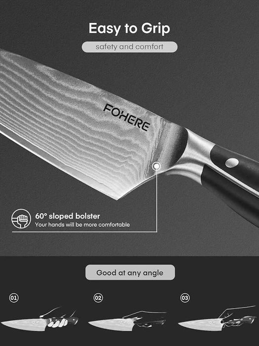 Set 7 cutite profesionale din otel de Damasc VG10 + suport