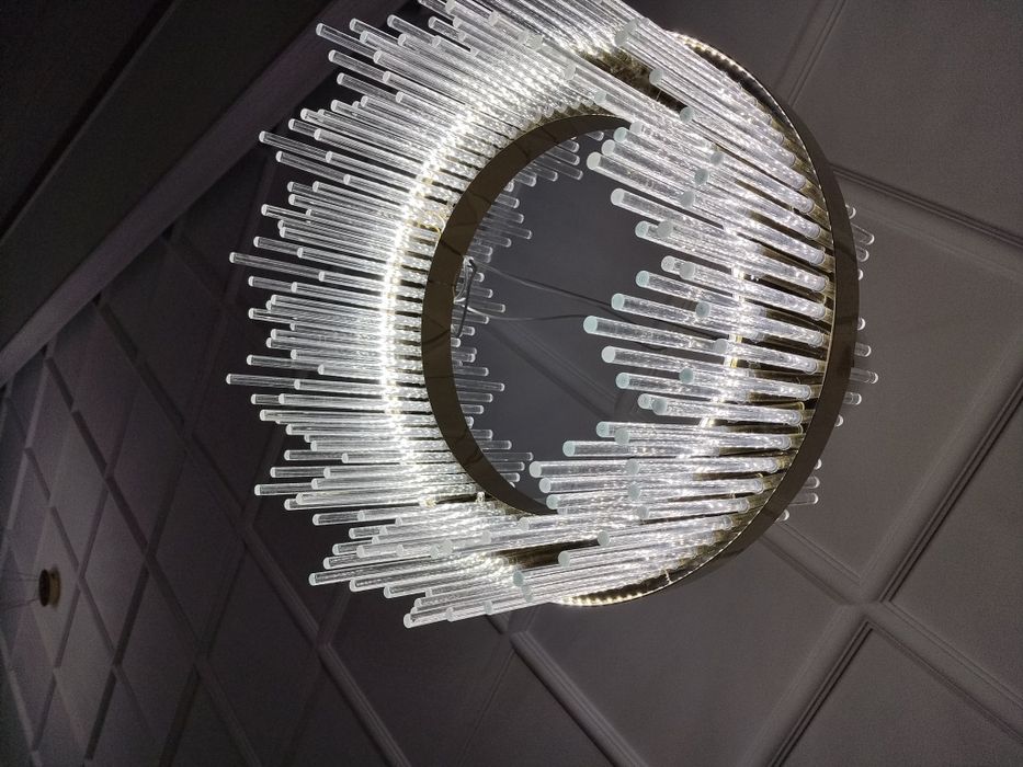 Люстра круглая золотая с хрусталем  упаковк