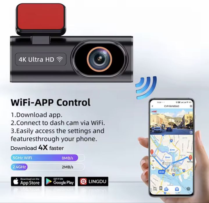 Camera auto DVR, fata si spate, B27, inregistrare 4K, + GPS
