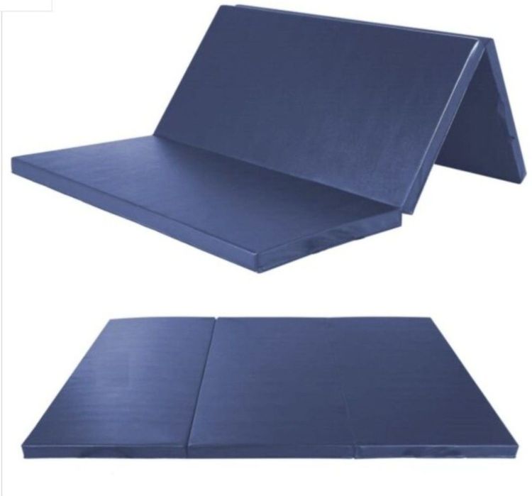 Saltea gimnastica, kinetoterapie, fitness, yoga pliabila in 3 sectiuni, bleumarin, cu husa detasabila si lavabila, 200x100x6cm