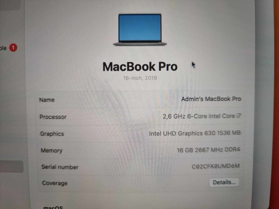 MacBook Pro Intel UHD Graphics, 16-inch, 16GB