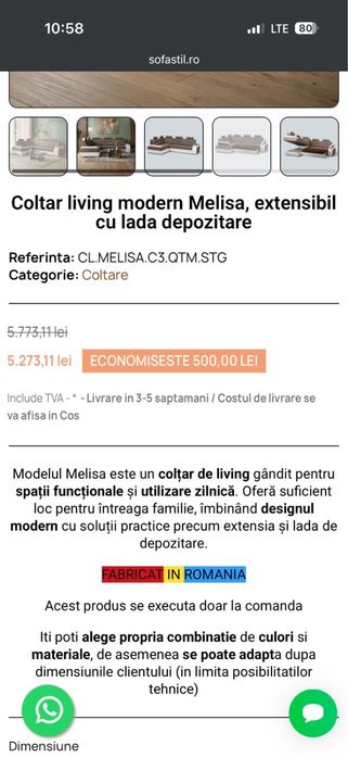 Vand coltar extensibil cu lada de depozitare