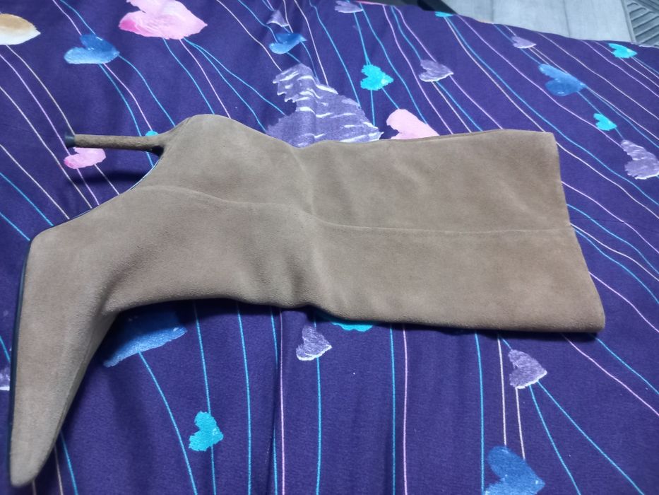 Cizme zara cu toc subtire de piele