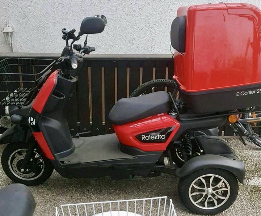 TRICICLU SCUTER ELECTRIC cargo marfa livratori izoterm 20 Km Rolektro