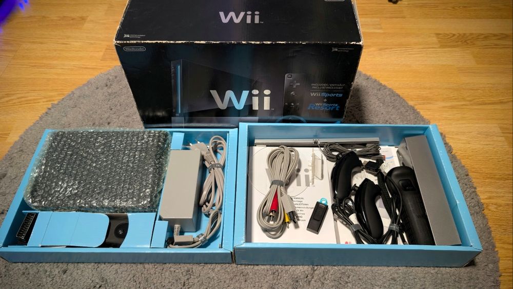 Consola Nintendo Wii Black Full Box Modata 2 manete/nunchuck-uri 64gb