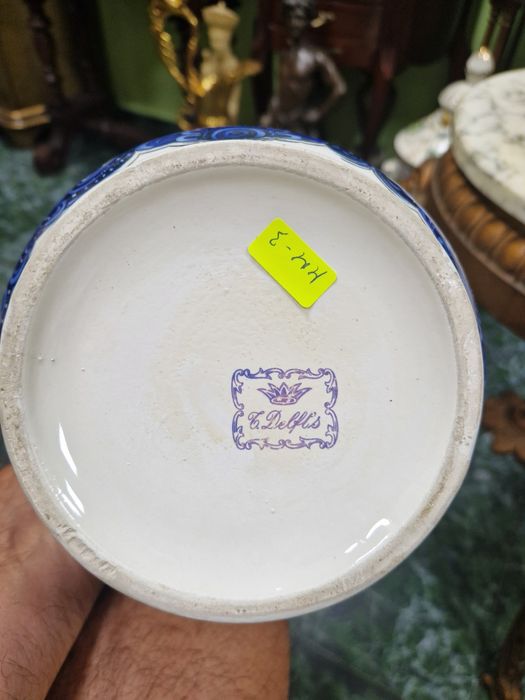 Стара рядка уникална антикварна холандска ваза Delft 19 век