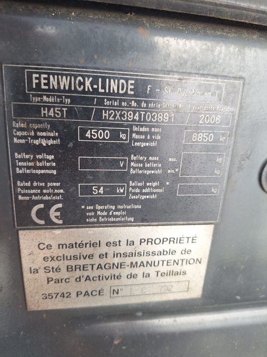 Vand stivuitor gaz Linde 4,5 tone