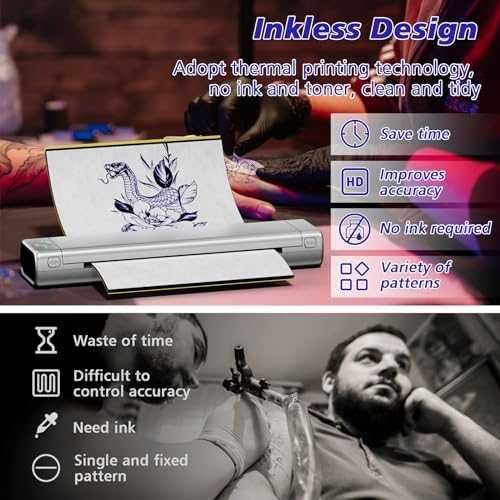 Нов Odaro Bluetooth Термален Принтер за Татуси Портативен Без Мастило