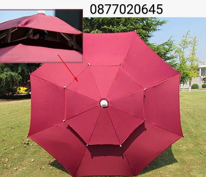 Градински чадър с двоен таван против вятър