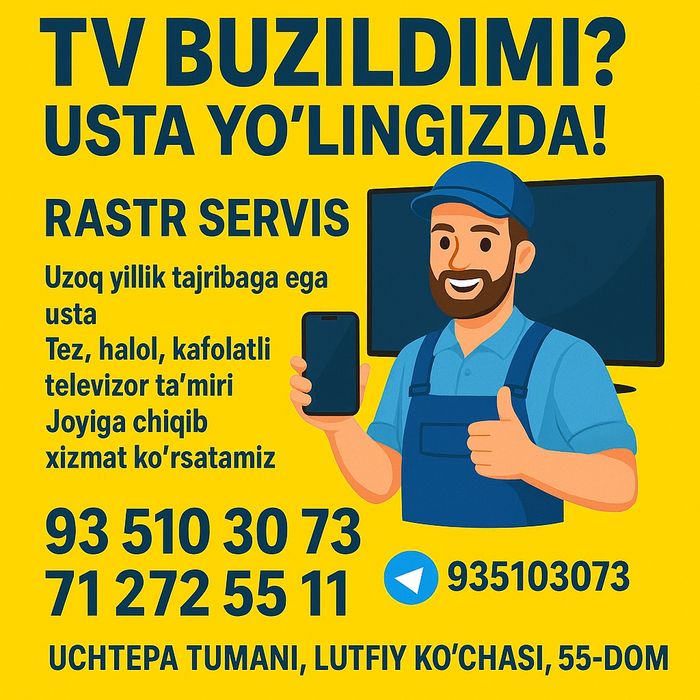 “REMONT TELEVIZOR va mayishiy texnikalarni tamirlash PILISOS mikravaln