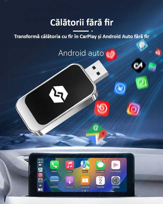 Adaptor Wireless Android Auto/Apple Carplay ZYTEQ® Q1BZ Universal, Nou