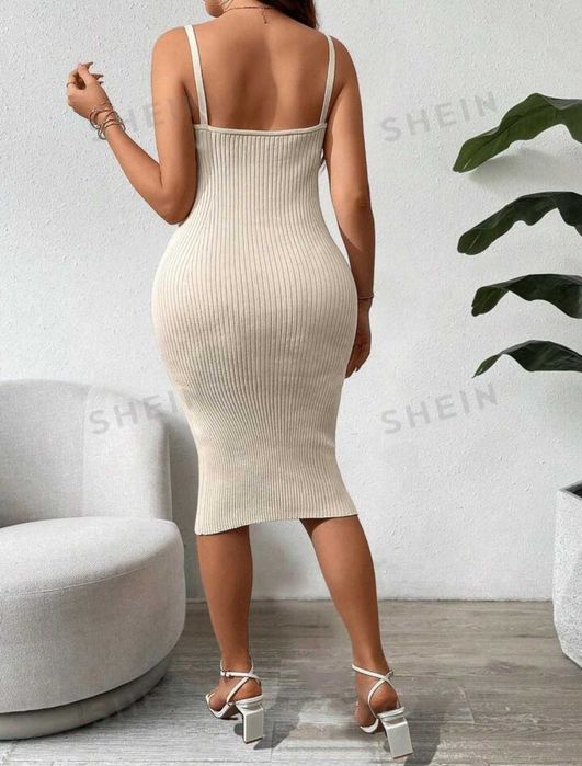 Рипсена рокля, еластична - 1XL, не носена